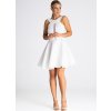Bílé mini šaty s průhlednou vsadkou (Velikost S)
