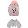 Disney Minnie Mouse šedo-růžová zimní sada čepice a rukavic