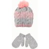 Disney Minnie Mouse šedo-růžová zimní sada čepice a rukavic