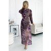 Fialové květované plisované šaty