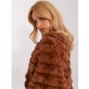Hnědé kožešinové teplé pončo