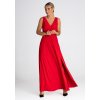 Červené maxi šaty s rozparkem
