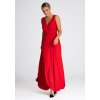 Červené maxi šaty s rozparkem