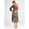 Květované midi šaty s jedním rukávem