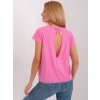 Růžové tričko s průstřihem s mašlí na zádech