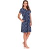 Tmavě modrá kojící noční košilka s vlaštovkami