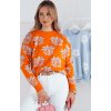 Oranžový dámský svetr se vzorem SWEET BUNNY