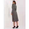 Šedé pruhované midi šaty s páskem
