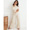 Světle béžové široké pletené kalhoty NELIS