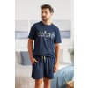 Doctor Nap tmavě modré pánské krátké pyžamo s potiskem