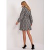 Šedo-černé vzorované mini šaty s knoflíky a páskem
