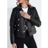Černá koženková bunda s hroty a ozdobnými knoflíky TRUCCO