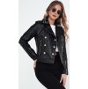 Černá koženková bunda s hroty a ozdobnými knoflíky TRUCCO