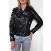 Černá koženková bunda se zipy ROLDAN