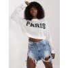 Smetanový crop svetr s nápisem Paris