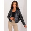 Černá kratší koženková bunda (Velikost S/M)