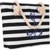 Černo-bílá dámská pruhovaná plážová taška