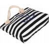 Černo-bílá dámská pruhovaná plážová taška