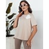 Béžové tričko s květinovou aplikací BINDA