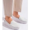 Bílé děrované dámské mokasíny