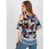 Tmavě modrý vzorovaný top s třásněmi