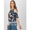 Tmavě modrý vzorovaný top s třásněmi
