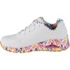 Bílé tenisky s barevnou platformou Skechers Uno-Loving Love