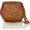 MARCO MAZZINI camel crossbody kabelka s širokým popruhem