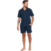 Tmavě modré pánské krátké pyžamo klasického střihu