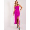 Tmavě růžové midi šaty s rozparkem