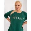 Tmavě zelené tričko s nápisem WORSHIP