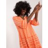 Oranžové volné vzorované mini šaty s volánem