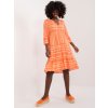 Oranžové volné vzorované mini šaty s volánem