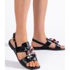Černé dámské sandály s ozdobnými kamínky