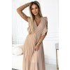 Elegantní tmavě béžové šaty BRENDA s plisovanou sukní