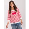 Červeno-bílé pruhované triko s výstřihem a 3/4 rukávem