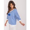 Modro-bílé pruhované triko s výstřihem a 3/4 rukávem