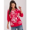 Červené vzorované tričko s 3/4 rukávem