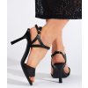 Černé dámské sandály na tenkém podpatku