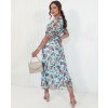 Světle modré vzorované midi šaty CELESTIA