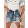 Modré džínové šortky v pase na šňůrku