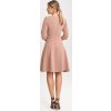 Pudrové dámské mini šaty s 3/4 rukávy