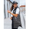 (Vel. M) Černá dlouhá prošívaná vesta ASTIA s aplikací "LA" (Velikost M)