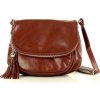 Kožená hnědá crossbody kabelka