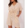 Béžová letní souprava s halenkou a šortkami