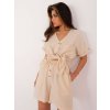 Béžová letní souprava s halenkou a šortkami