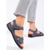 Lehké dámské tmavě modré sandály na nízkém klínku