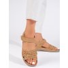 Béžové lehké dámské hnědé sandály na nízkém klínku