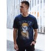 Tmavě modré pánské tričko s potiskem lebky