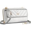 4U Cavaldi Stříbrná prošívaná peněženka s popruhem M756